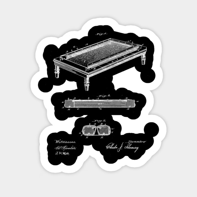 Folding Billiard Table Vintage Patent Drawing Sticker by TheYoungDesigns